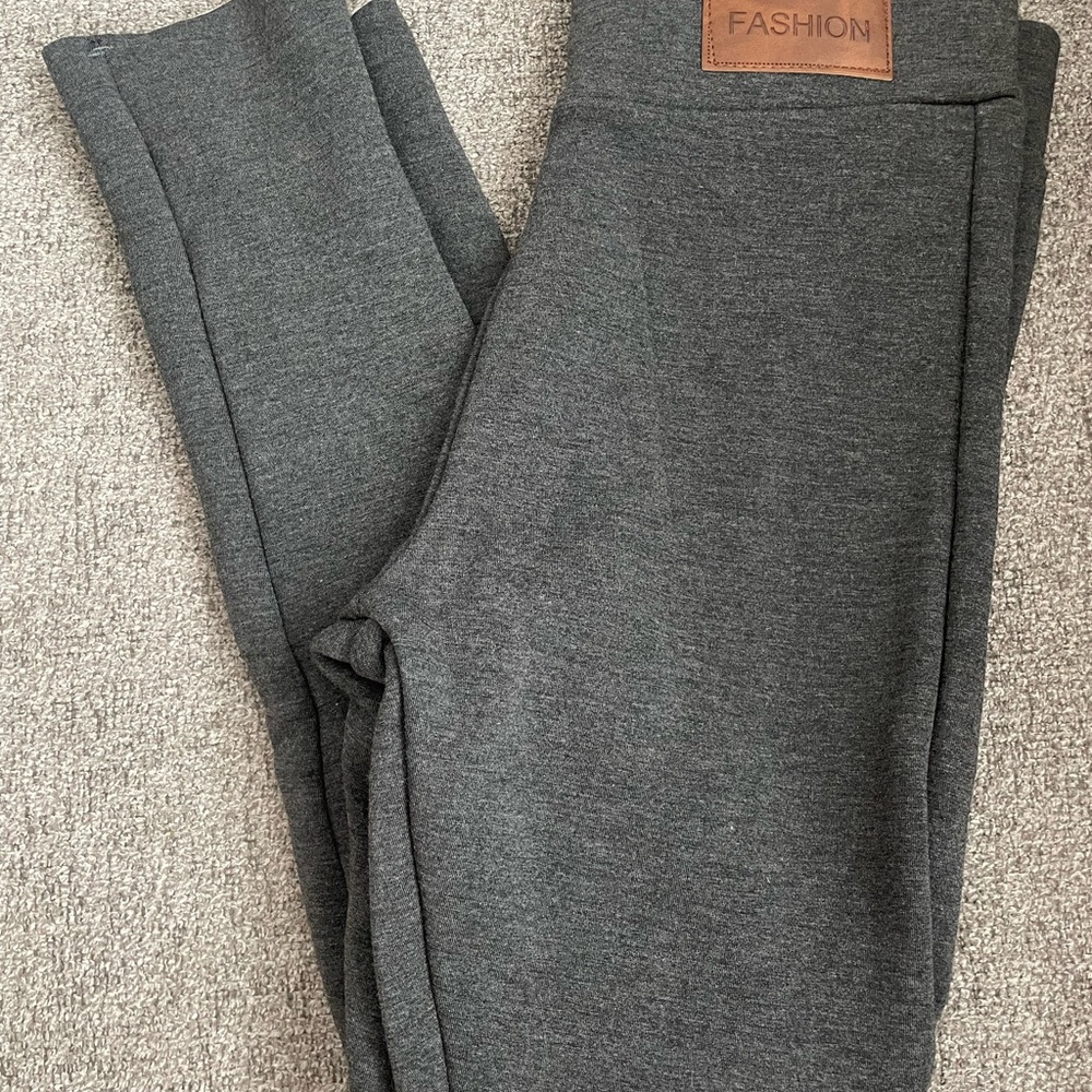 Gray Fleece-lined Leggings
